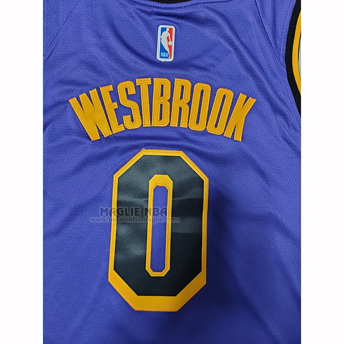 Maglia
 Russell Westbrook NO 0 Los Angeles Lakers Statement 2022-23 Viola
